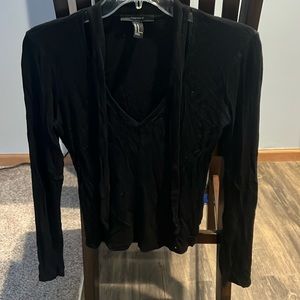 Forever21 black sweater tie neck size M